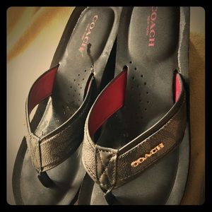 Coach black flip flops